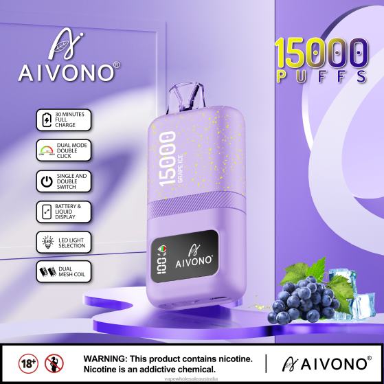 Vape Wholesale Sydney - Aivono AIM magic 15000 Grape Ice D24H060