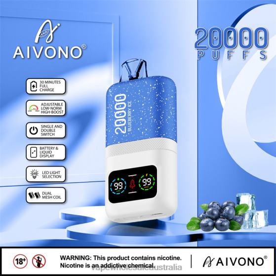 Vaping Supplies Australia - Aivono AIM magic 20000 Blueberry Ice D24H073