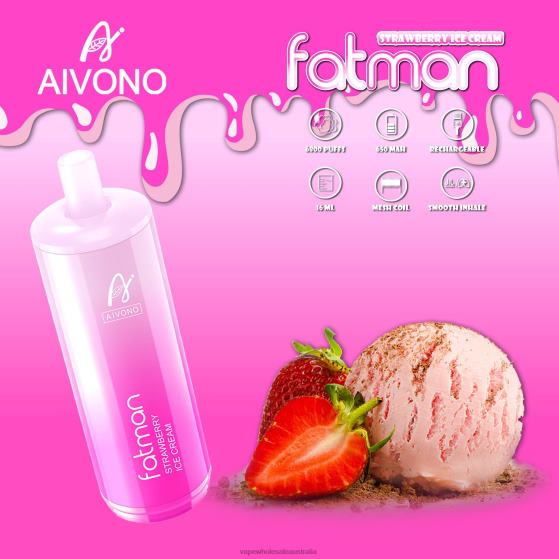 Vape Wholesale Australia - Aivono FATMAN 6800 Strawberry Ice Cream D24H021