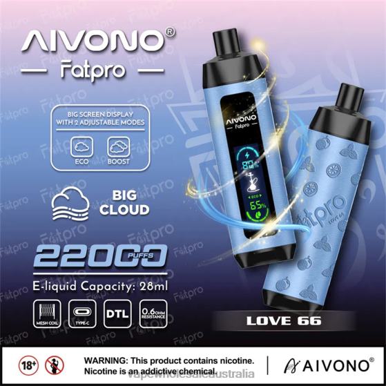 Vape Wholesale Aus - Aivono Fatpro 22000 Love 66 D24H06