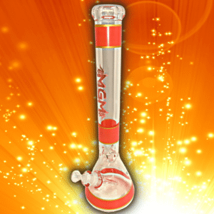 mgm glass 7mm banded logo beaker bong 18"
