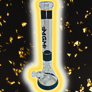 mgm glass 7mm banded logo beaker bong 18"